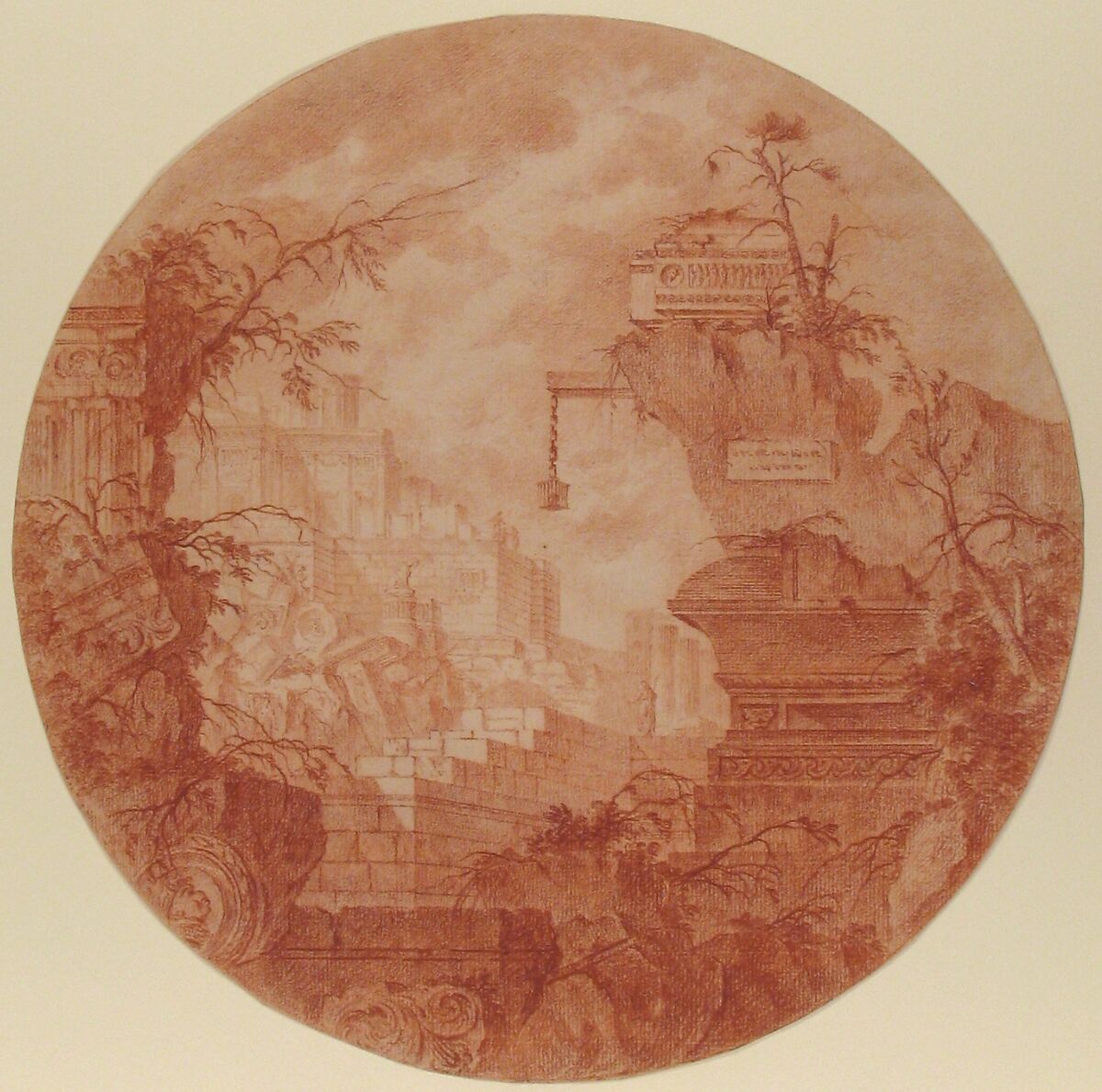 Architectural Fantasy, Jean Laurent Legeay (French, Paris ca. 1710–after 1788 Rome), Red chalk