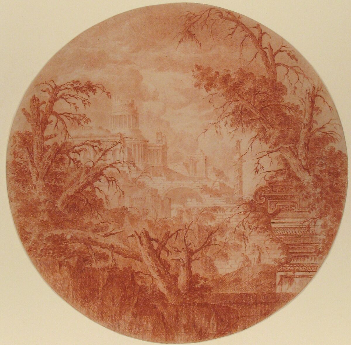 Architectural Fantasy, Jean Laurent Legeay (French, Paris ca. 1710–after 1788 Rome), Red chalk