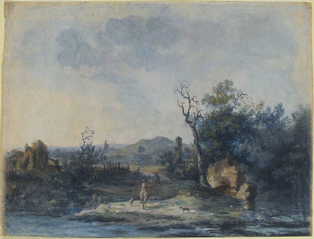 Figures on a Country Road, Louis Gabriel Moreau (French, Paris 1740–1806 Paris), Gouache, over traces of graphite