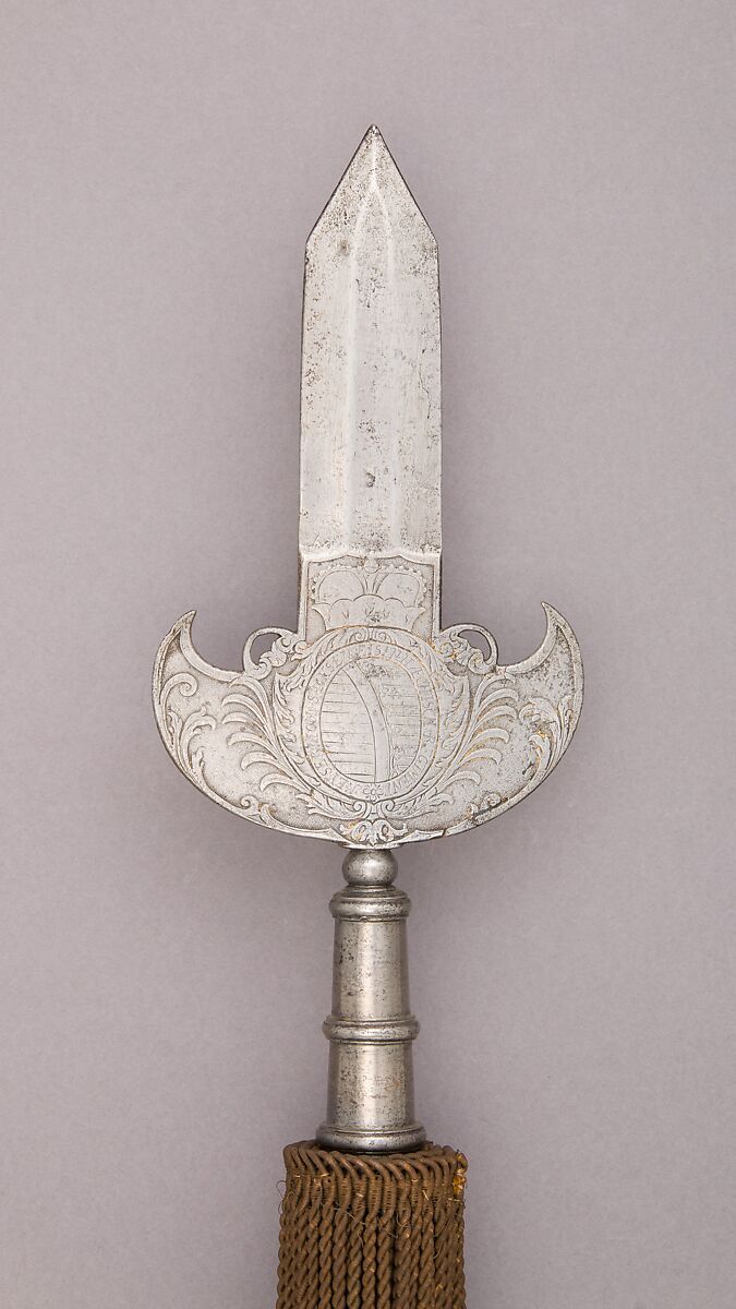 Partisan, Steel, wood, textile, gold, metallic thread, German, Saxony