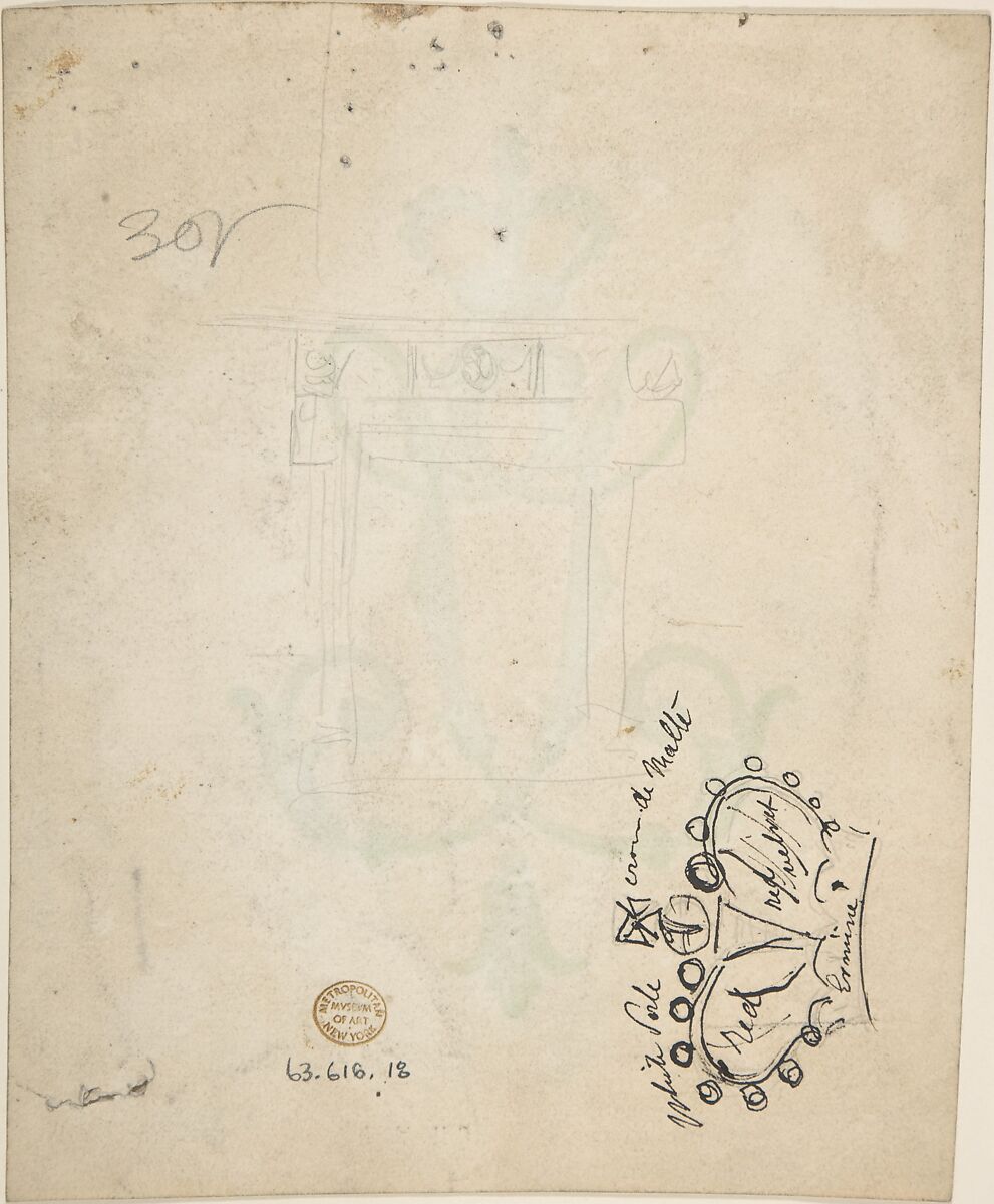 Design for a Monogram Surmounted by a Crown, Charles Monblond (French, 19th century), Pen and black ink