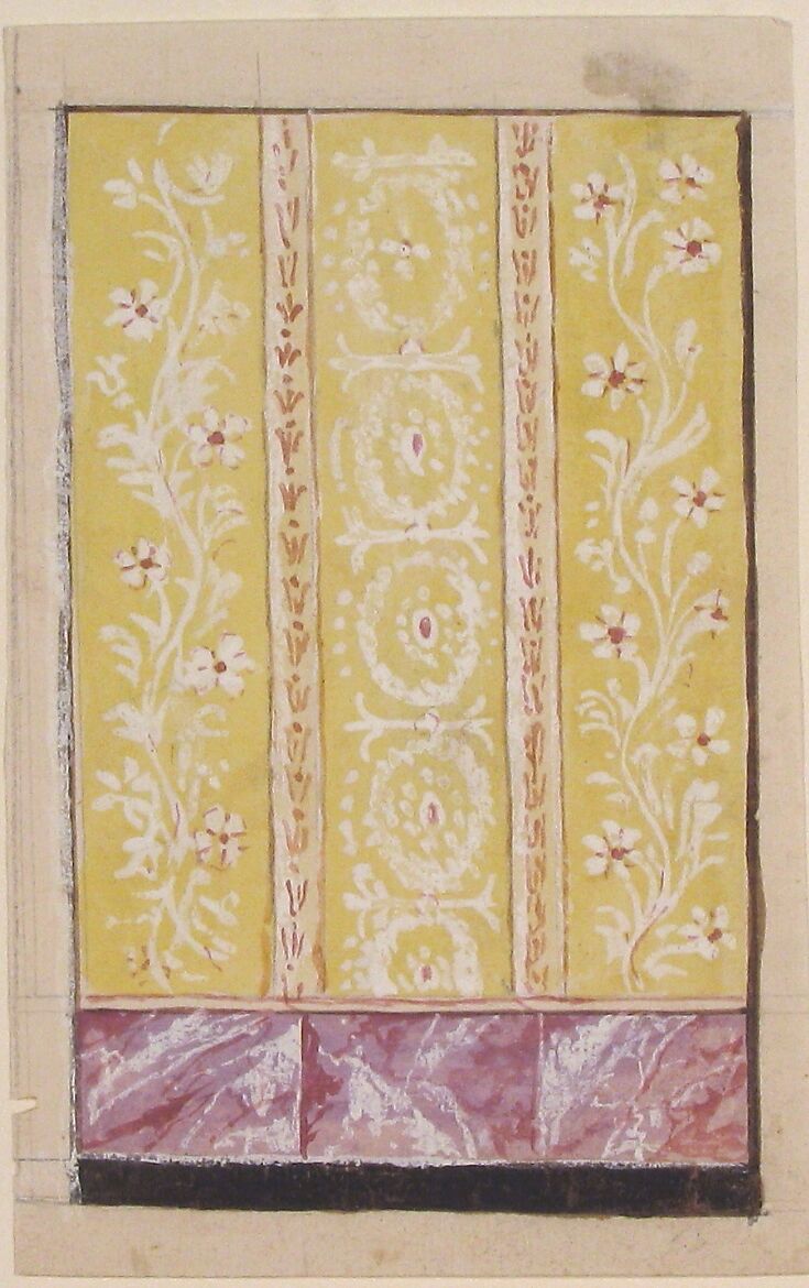 Design for Wall Panel, Anonymous, French, 18th century, Graphite, watercolor and gouache 