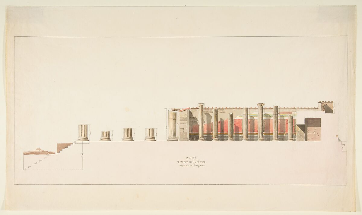 Three drawings from an Album Inscribed on the Cover "Naples, Herculaneum, Pompeii", Anonymous, French, 19th century 