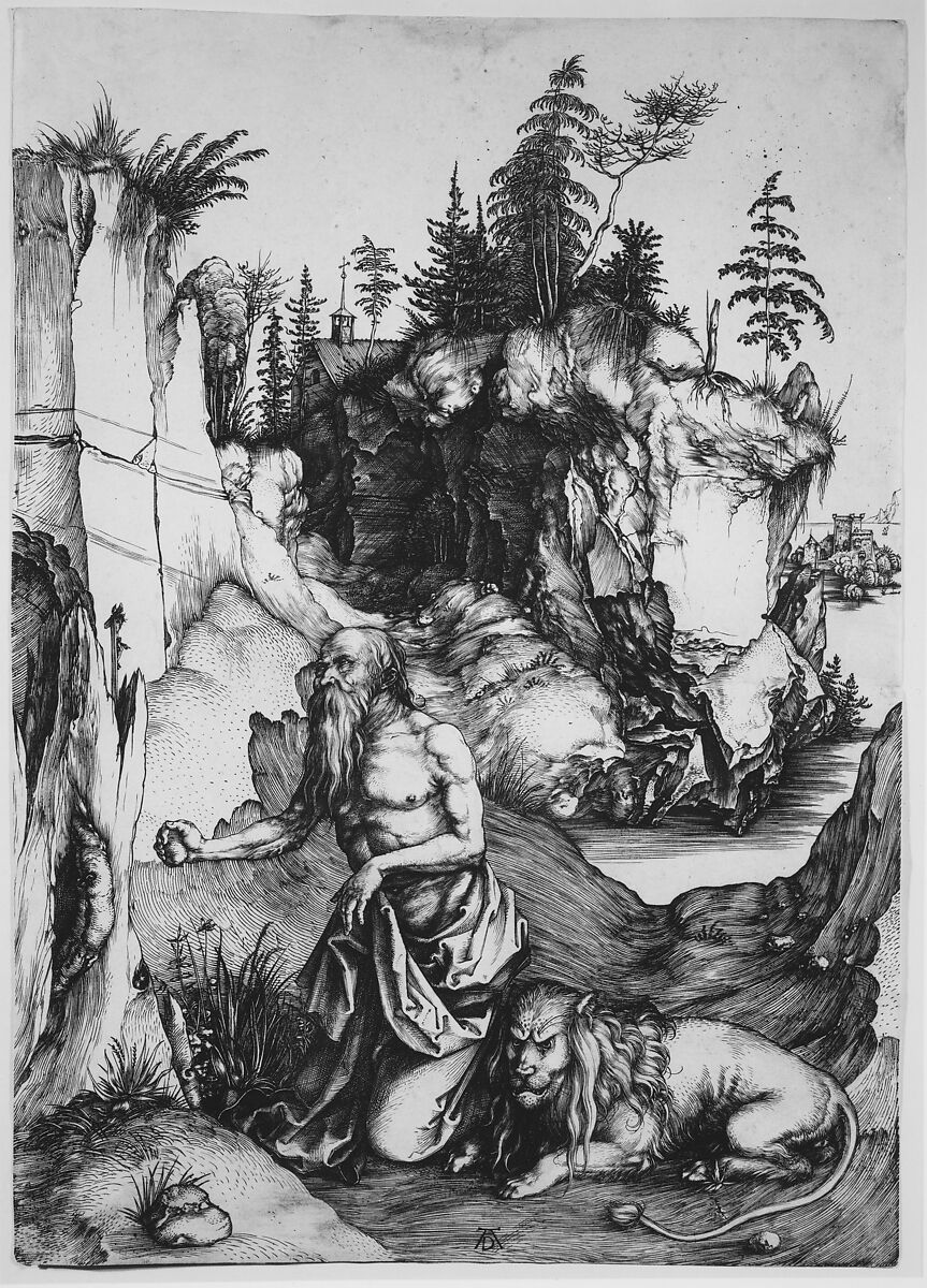 Saint Jerome Penitent in the Wilderness, Albrecht Dürer (German, Nuremberg 1471–1528 Nuremberg), Engraving