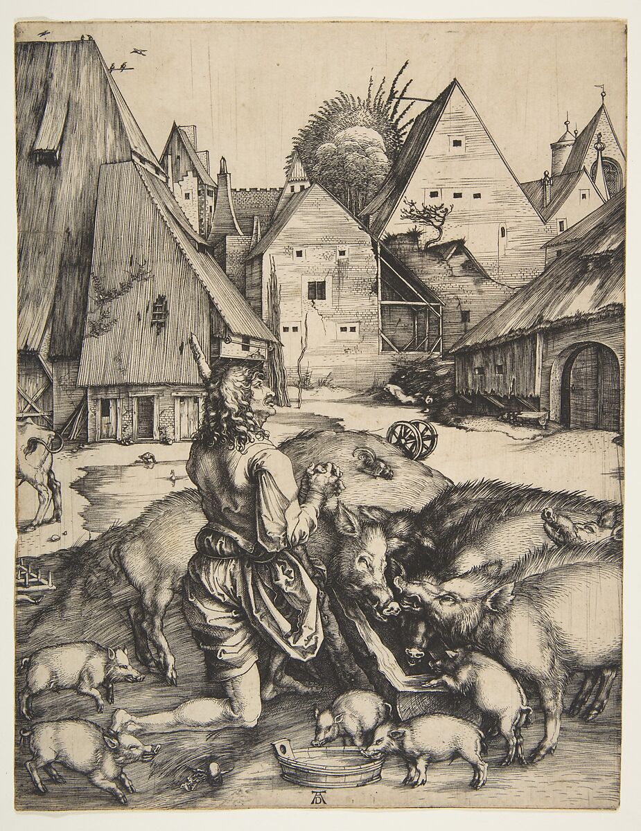 The Prodigal Son, Albrecht Dürer (German, Nuremberg 1471–1528 Nuremberg), Engraving 