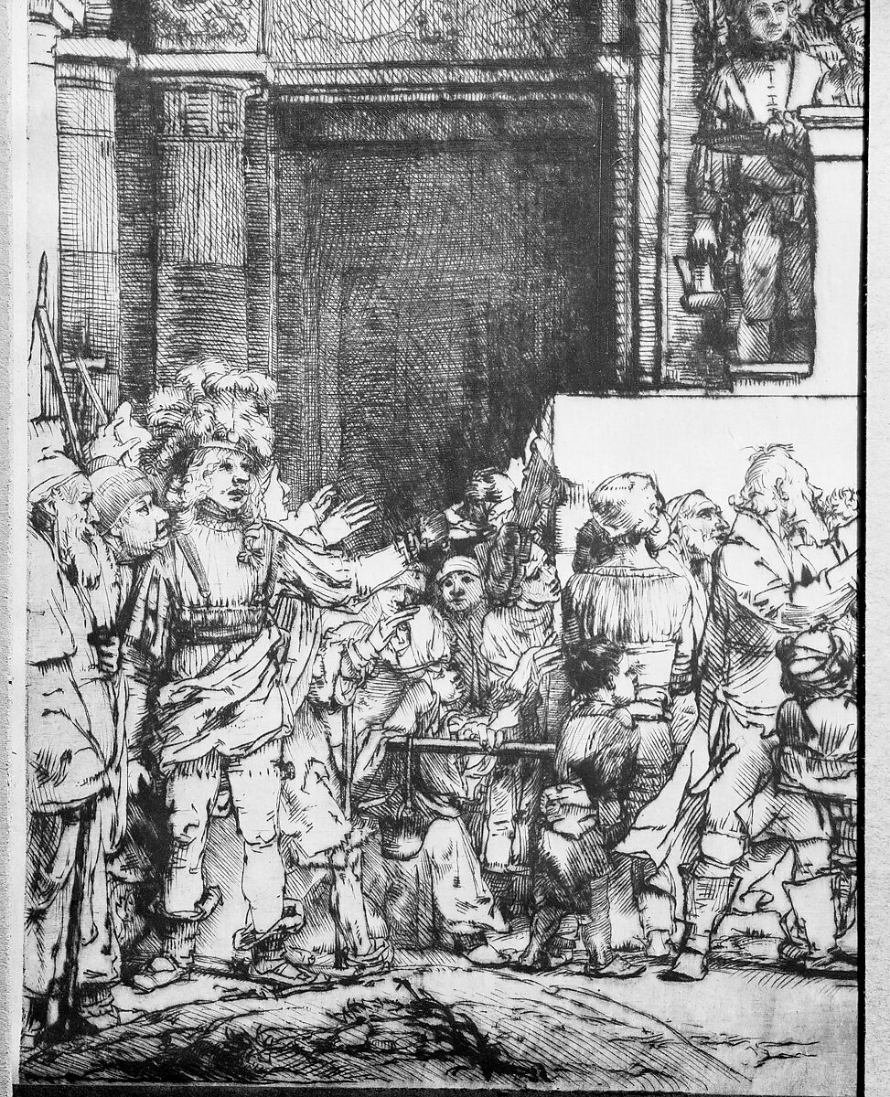 Christ Presented to the People, Rembrandt (Rembrandt van Rijn) (Dutch, Leiden 1606–1669 Amsterdam), Drypoint on Japanese paper; second state of eight