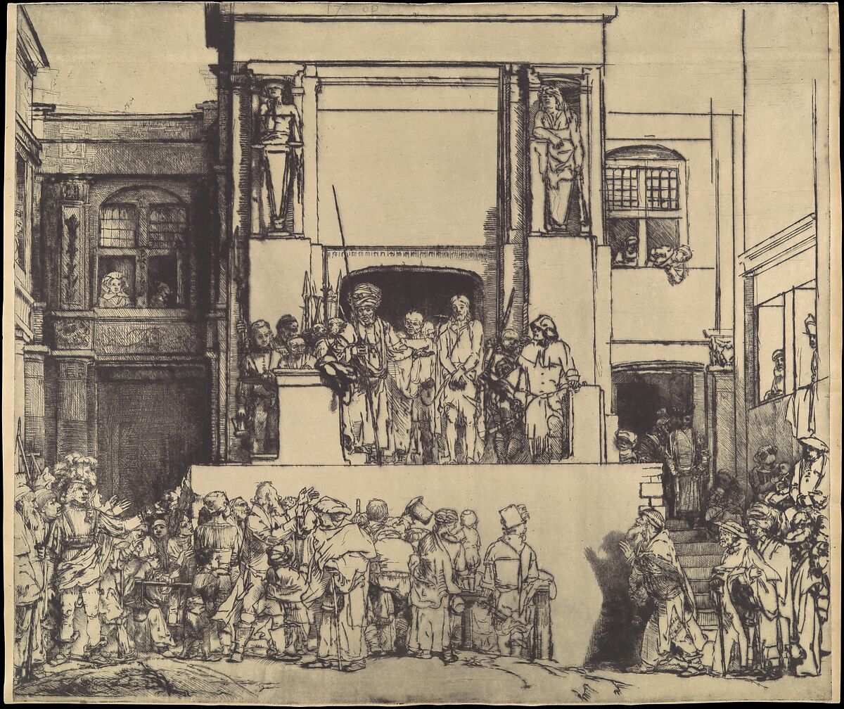 Christ Presented to the People, Rembrandt (Rembrandt van Rijn)  Dutch, Drypoint on japan paper; second state of eight