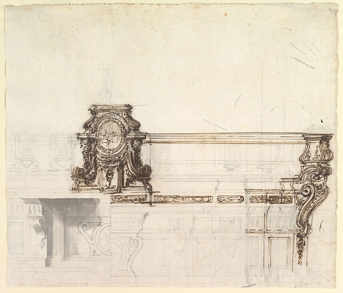 Design for an Altar, Luigi Vanvitelli (Italian, Naples 1700–1773 Caserta), Pen, brown ink, with brush and gray wash, over graphite 