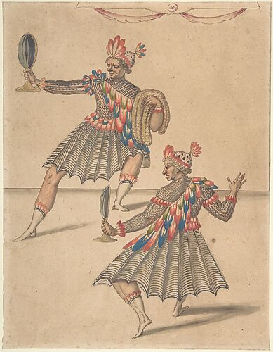 Drawing of Two 'Americans' for Ballet de la Douairière de Billebahaut