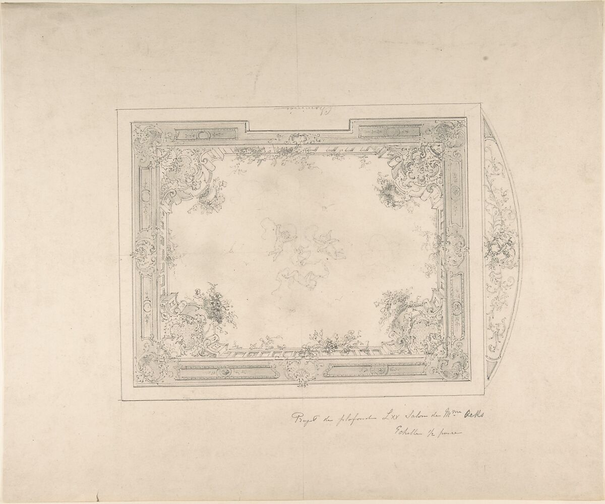 Design for Ceiling, Charles Monblond (French, 19th century), Graphite 