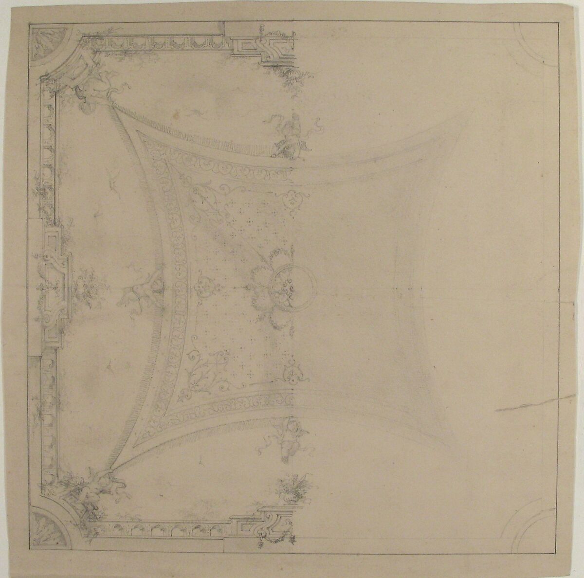 Designs for Ceiling, Charles Monblond (French, 19th century), Graphite