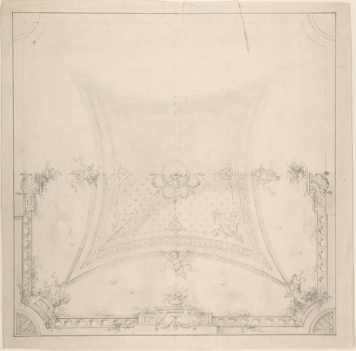 Designs for Ceiling, Charles Monblond (French, 19th century), Graphite 