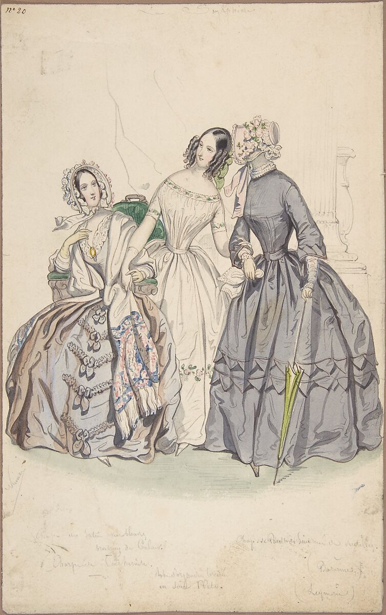 Costume Design, Pierre-Numa Bassaget, called Numa (French, active 1830–54), Pen and brown ink, watercolor, graphite 