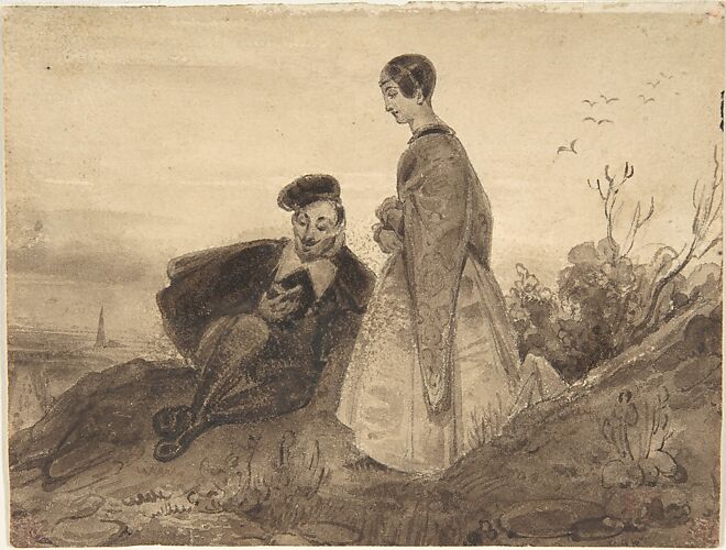 Man and woman in a landscape (Faust and Marguerite)