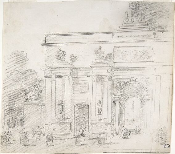 Study for a Triumphal Arch (recto); Alternate Study for a Triumphal Arch (verso)