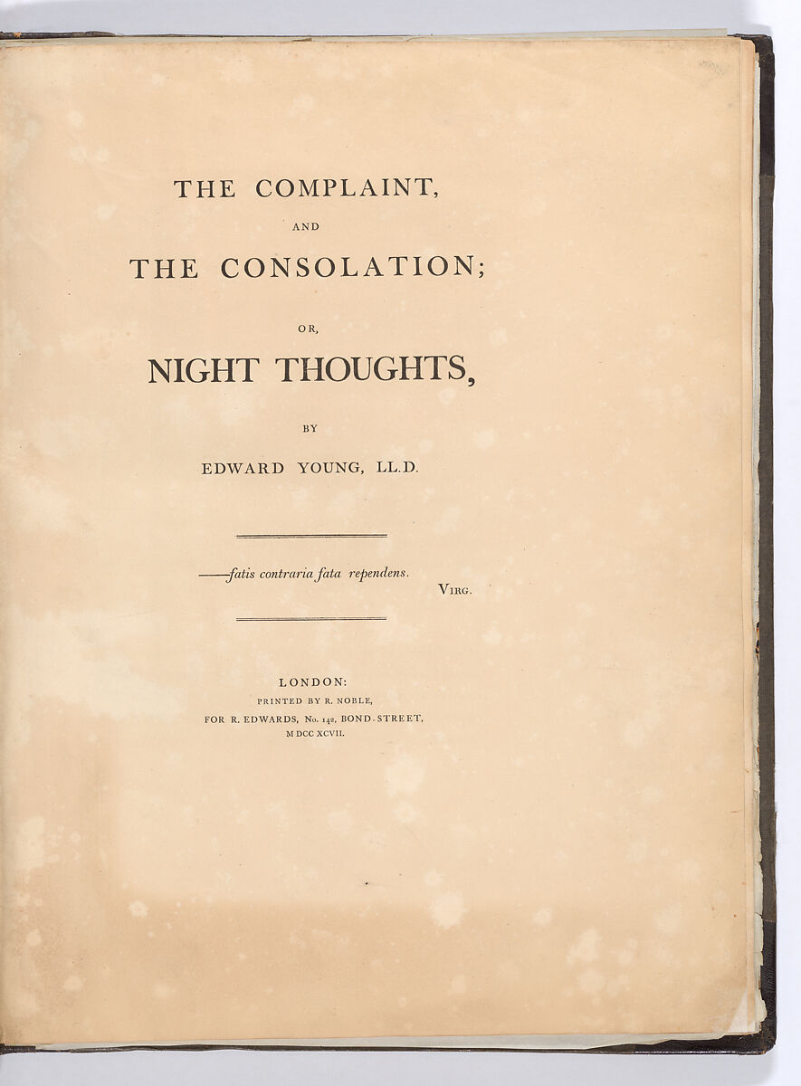 The Complaint and the Consolation; or, Night Thoughts, William Blake (British, London 1757–1827 London), Illustrations: etching and engraving
