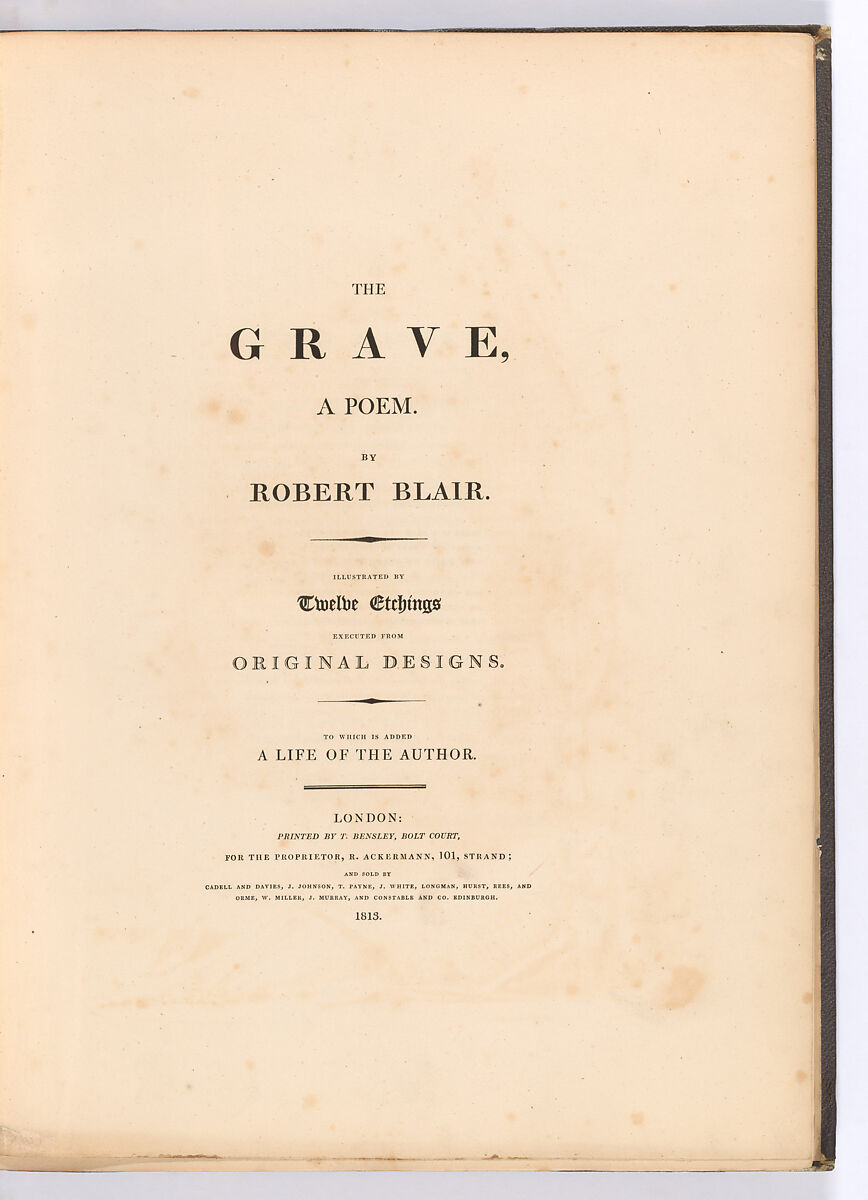 The Grave, A Poem, After William Blake (British, London 1757–1827 London), Illustrations: etchings