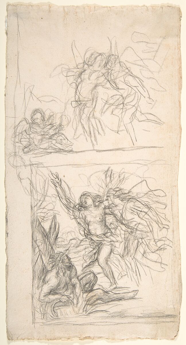 Sheet of Studies, Anonymous, Italian, 17th century, Black chalk 