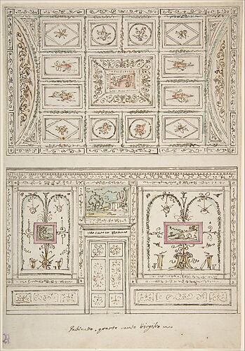 Design for the Decoration of a Wall and Ceiling of a 'Gabinetto' related to Virgil's Fourth Canto