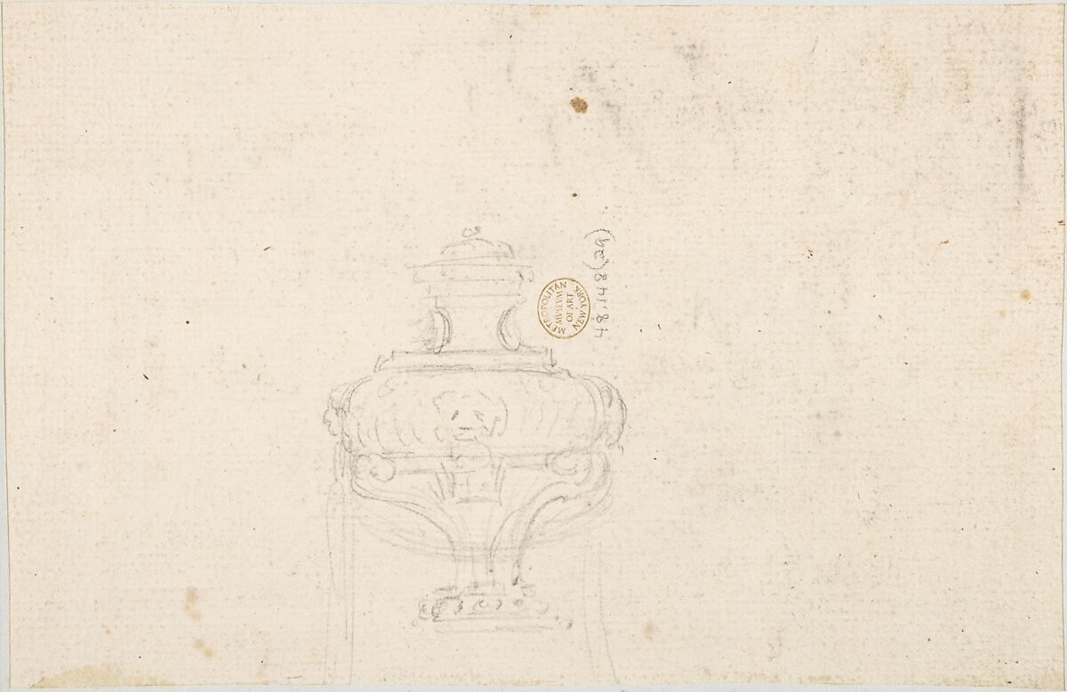 Design for a Vase (recto); Sketch of Small Vase (verso), Jacques François Joseph Saly (French, Valenciennes 1717–1776 Paris), Pen and brown ink over graphite (recto); graphite (verso)