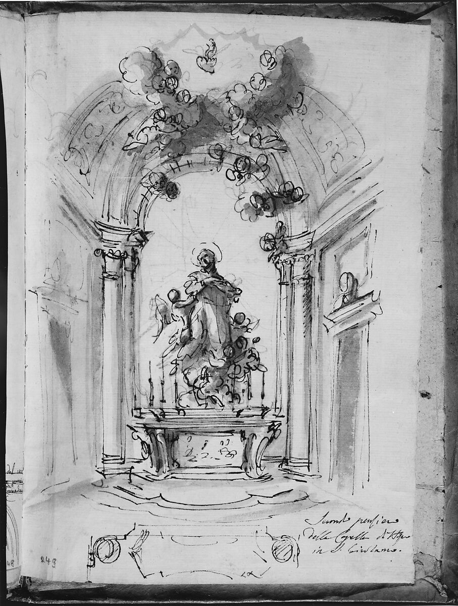 Album of Drawings, Filippo Juvarra (Italian, Messina 1678–1736 Madrid), 1)     Pen and brown ink, brush and gray wash.
2)     Pen and brown ink, over black chalk.
3)
4)     Black chalk.
5)     Pen and brown ink, over black chalk.
6)     Pen and brown ink, over black chalk.
7)     Pen and brown ink, black chalk transfer.
8)     Pen and brown ink, brush and gray wash, over black chalk.
9)     Black chalk.
10)   Black chalk.
11)   Black chalk, with pen and brown ink inscription and sketches.
12)
13)   Pen and brown ink, over traces of black chalk.
14)   Pen and brown ink.
15)   Pen and brown ink, over black chalk.
16)   Black chalk.
17)   Pen and brown ink, over black chalk.
18)   
19)   Black chalk.
20)   Black chalk.
21)   Black chalk, with some strengthening in pen and brown ink.
22)  
23)   Black chalk. 
24)   Black chalk.
25)   Black chalk.
26)   Black chalk.
27)   Black chalk.
28)   Black chalk.
29)   Black chalk.
30)   Black chalk.
31)   Black chalk.
32)   Black chalk.
33)   Black chalk.
34)   Black chalk.
35)   Black chalk.
36)   Black chalk.
37)   Black chalk.
38)   Black chalk.
39)   Black chalk.
40) 
41)
42)
43)
44)
45)
46)
47)
48)
49)
50)
51)    Black chalk, pen and brown ink.
52) 
53)    Black chalk, pen and brown ink.
54)
55)    Pen and brown ink, brush and wash, over black chalk.
56)
57)    Pen and brown ink, brush and wash, over black chalk.
58)    Pen and brown ink.
59)    Pen and brown ink, over black chalk.
60)    Pen and brown ink, over black chalk.
61)    Brush and gray wash, over black chalk on lightweight paper.
62)    
63)    Black chalk.
64)    
65)    Black chalk.
66)    Pen and brown ink, over black chalk.
67)    Pen and brown ink, brush and gray wash, over black chalk.
68)    Pen and brown ink, brush and two tones of gray wash, over black chalk.
69)    Pen and brown ink, brush and two tones of brown wash, over black chalk.
70)    Pen and brown ink.
71)    Black chalk.
72)
73)    Pen and brown ink, over black chalk.
74)    
75)    Pen and brown ink, brush and gray wash, over black chalk.
76)    Black chalk, pen and brown ink.
77)    Pen and brown ink, brush and gray wash, over black chalk.
78)    Pen and brown ink.
79)    Pen and brown ink, over black chalk.
80)    
81)    Pen and brown ink, over black chalk.
82)    
83)    Pen and brown ink, over black chalk.
84)
85)    Pen and brown ink, over black chalk.
86)
87)    Pen and brown ink, over black chalk.
88)
89)    Black chalk.
90)  
91)
92)    Black chalk.
93)    Pen and brown ink, over black chalk.
94)    Pen and brown ink, over black chalk.
95)    Pen and brown ink, over black chalk.
96)    
97)    Pen and brown ink, over black chalk.
98)    Pen and brown ink, over black chalk.
99)    Pen and brown ink, over black chalk.
100)
101)  Pen and brown ink, over black chalk.
102)  
103)  Black chalk.
104)  Pen and brown ink, over black chalk.
105)  Pen and brown ink, over black chalk.
106)  Pen and brown ink, over black chalk.
107)  Pen and brown ink, over black chalk.
108)
109)  Pen and brown ink, over black chalk.
110)  Pen and brown ink, over black chalk.
111)  Pen and brown ink, over black chalk.
112)  
113)  Pen and brown ink, over black chalk.
114)
115)  Black chalk.
116)  Pen and brown ink.
117)  Pen and brown ink, over black chalk.
118)  Pen and brown ink.
119)  Pen and brown ink, over black chalk.
120)  Pen and brown ink.
121)  Pen and brown ink.
122)  Pen and brown ink, over black chalk.
123)  Pen and brown ink, over black chalk.
124)  
125)  Pen and brown ink, brush and brown wash, over black chalk.
126)  Pen and brown ink.
127)  Pen and brown ink, over black chalk.
128)  1) Pen and brown ink.
         2) Black chalk.
129)  Pen and brown ink, over black chalk.
130)  
131)  Black chalk.
132)  
133)  Black chalk.
134)  Pen and brown ink, over black chalk.
135)  Pen and brown ink, over black chalk.
136)  Pen and brown ink, over black chalk.
137)  Pen and brown ink, brush and brown wash, over black chalk.
138)
139)  Pen and brown ink, over black chalk.
140)  
141)  
142)
143)  Pen and brown ink, over black chalk.
144)  
145)  Pen and brown ink, over black chalk.
146)  Black chalk.
147)  Pen and brown ink, brush and brown wash, over black chalk.
148)
149)  Pen and brown ink, over black chalk.
150)
151)  Pen and brown ink, over black chalk.
152)  
153)  Pen and brown ink, brush and brown wash, over black chalk.
154)  
155)  Pen and brown ink, over black chalk.
156)  Black chalk.
157)  Pen and brown ink, over black chalk.
158)  
159)  Pen and brown ink, brush and brown wash, over black chalk. 
160)  Black chalk.
161)  Black chalk.
162)
163)  Pen and brown ink.
164)  Pen and brown ink, over black chalk.
165)  Pen and brown ink, brush and brown wash, over black chalk.
166)  Pen and brown ink, over black chalk.
167)  Pen and brown ink, over black chalk.
168)
169)  Pen and brown ink, over black chalk.
170)  1)  Pen and brown ink.
         2)  Pen and brown ink.
         3)  Black chalk.
171)  Pen and brown ink.
172)  1)  Pen and brown ink.
         2)  Pen and brown ink, brush and brown wash.
173)  Pen and brown ink, over black chalk.
174)  Pen and brown ink, over black chalk.
175)  Pen and brown ink, brush and brown wash, over black chalk.
176)  
177)  Pen and brown ink, over black chalk.
178)
179)  Pen and brown ink, over black chalk.
180)
181)  Pen and brown ink, over black chalk.
182)  Black chalk.
183)  Pen and brown ink, over black chalk.
184)
185)  Pen and brown ink, over black chalk.
186)  
187)  Pen and brown ink, over black chalk.
188)
189)  Pen and brown ink, over black chalk.
190)  Black chalk.
191)  Black chalk.
192)  Pen and brown ink, over black chalk.
193)  
194)  Pen and brown ink, over black chalk.
195)  Black chalk, with a small remaining portion of a sketch in pen and brown ink.
196)  Pen and brown ink, over black chalk.
197)  Pen and brown ink, over black chalk.
198)  Black chalk.
199)  Pen and brown ink, over black chalk.
200)  
201)  Black chalk.
202)
203)  Pen and brown ink, brush and brown wash, over black chalk.
204)  
205)  Pen and brown ink, brush and brown wash, over black chalk.
206)  
207)  Pen and brown ink, over black chalk.
208)
209)  Pen and brown ink, brush and brown wash, over black chalk.
210)  
211)  Pen and brown ink, over black chalk.
212)
213)  Pen and brown ink, brush and brown wash, over black chalk.
214)  
215)  
216)  Black chalk, brush and brown wash.
217)  Pen and brown ink, brush and brown wash, over black chalk.
218)  Brush and gray wash, over black chalk.
219)  Pen and brown ink, brush and brown wash, over black chalk.
220)  Black chalk.
221)  Pen and brown ink, brush and brown wash, over black chalk.
222)  Pen and brown ink.
223)  Pen and brown ink, over black chalk.
224)  Pen and brown ink, over black chalk.
225)  Pen and brown ink, brush and brown wash, over black chalk.
226)  Black chalk.
227)  Pen and brown ink, over black chalk.
228)  Pen and brown ink, over black chalk.
229)  Pen and brown ink.
230)  Pen and brown ink, over black chalk.
231)  Pen and brown ink, over black chalk.
232)  
233)  Black chalk.
234)  Pen and brown ink.
235)  Pen and brown ink, over black chalk.
236)  
237)  Black chalk.
238)  Pen and brown ink, over black chalk.
239)  Pen and brown ink, over black chalk.
240)  Black chalk, brush and gray wash.
241)  Black chalk, brush and gray wash.
242)  Black chalk, brush and gray wash.
243)  Pen and brown ink, over black chalk.
244)  
245)  Pen and brown ink, brush and brown wash, over black chalk.
246)  Pen and brown ink, over black chalk.
247)  Pen and brown ink, over black chalk.
248)  Pen and brown ink, over black chalk.
249)  Pen and brown ink, brush and brown wash, over black chalk.
250)