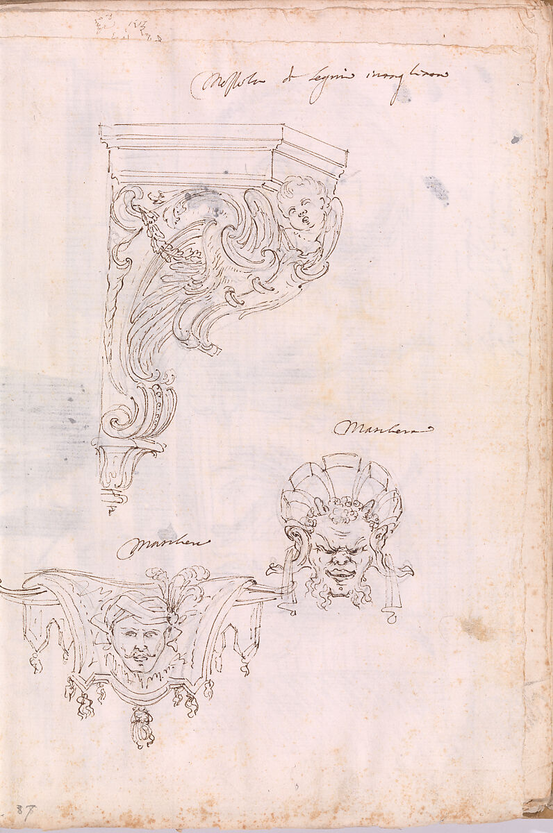 Album of Drawings, Filippo Juvarra (Italian, Messina 1678–1736 Madrid), 1)     Pen and brown ink, brush and gray wash.
2)     Pen and brown ink, over black chalk.
3)
4)     Black chalk.
5)     Pen and brown ink, over black chalk.
6)     Pen and brown ink, over black chalk.
7)     Pen and brown ink, black chalk transfer.
8)     Pen and brown ink, brush and gray wash, over black chalk.
9)     Black chalk.
10)   Black chalk.
11)   Black chalk, with pen and brown ink inscription and sketches.
12)
13)   Pen and brown ink, over traces of black chalk.
14)   Pen and brown ink.
15)   Pen and brown ink, over black chalk.
16)   Black chalk.
17)   Pen and brown ink, over black chalk.
18)   
19)   Black chalk.
20)   Black chalk.
21)   Black chalk, with some strengthening in pen and brown ink.
22)  
23)   Black chalk. 
24)   Black chalk.
25)   Black chalk.
26)   Black chalk.
27)   Black chalk.
28)   Black chalk.
29)   Black chalk.
30)   Black chalk.
31)   Black chalk.
32)   Black chalk.
33)   Black chalk.
34)   Black chalk.
35)   Black chalk.
36)   Black chalk.
37)   Black chalk.
38)   Black chalk.
39)   Black chalk.
40) 
41)
42)
43)
44)
45)
46)
47)
48)
49)
50)
51)    Black chalk, pen and brown ink.
52) 
53)    Black chalk, pen and brown ink.
54)
55)    Pen and brown ink, brush and wash, over black chalk.
56)
57)    Pen and brown ink, brush and wash, over black chalk.
58)    Pen and brown ink.
59)    Pen and brown ink, over black chalk.
60)    Pen and brown ink, over black chalk.
61)    Brush and gray wash, over black chalk on lightweight paper.
62)    
63)    Black chalk.
64)    
65)    Black chalk.
66)    Pen and brown ink, over black chalk.
67)    Pen and brown ink, brush and gray wash, over black chalk.
68)    Pen and brown ink, brush and two tones of gray wash, over black chalk.
69)    Pen and brown ink, brush and two tones of brown wash, over black chalk.
70)    Pen and brown ink.
71)    Black chalk.
72)
73)    Pen and brown ink, over black chalk.
74)    
75)    Pen and brown ink, brush and gray wash, over black chalk.
76)    Black chalk, pen and brown ink.
77)    Pen and brown ink, brush and gray wash, over black chalk.
78)    Pen and brown ink.
79)    Pen and brown ink, over black chalk.
80)    
81)    Pen and brown ink, over black chalk.
82)    
83)    Pen and brown ink, over black chalk.
84)
85)    Pen and brown ink, over black chalk.
86)
87)    Pen and brown ink, over black chalk.
88)
89)    Black chalk.
90)  
91)
92)    Black chalk.
93)    Pen and brown ink, over black chalk.
94)    Pen and brown ink, over black chalk.
95)    Pen and brown ink, over black chalk.
96)    
97)    Pen and brown ink, over black chalk.
98)    Pen and brown ink, over black chalk.
99)    Pen and brown ink, over black chalk.
100)
101)  Pen and brown ink, over black chalk.
102)  
103)  Black chalk.
104)  Pen and brown ink, over black chalk.
105)  Pen and brown ink, over black chalk.
106)  Pen and brown ink, over black chalk.
107)  Pen and brown ink, over black chalk.
108)
109)  Pen and brown ink, over black chalk.
110)  Pen and brown ink, over black chalk.
111)  Pen and brown ink, over black chalk.
112)  
113)  Pen and brown ink, over black chalk.
114)
115)  Black chalk.
116)  Pen and brown ink.
117)  Pen and brown ink, over black chalk.
118)  Pen and brown ink.
119)  Pen and brown ink, over black chalk.
120)  Pen and brown ink.
121)  Pen and brown ink.
122)  Pen and brown ink, over black chalk.
123)  Pen and brown ink, over black chalk.
124)  
125)  Pen and brown ink, brush and brown wash, over black chalk.
126)  Pen and brown ink.
127)  Pen and brown ink, over black chalk.
128)  1) Pen and brown ink.
         2) Black chalk.
129)  Pen and brown ink, over black chalk.
130)  
131)  Black chalk.
132)  
133)  Black chalk.
134)  Pen and brown ink, over black chalk.
135)  Pen and brown ink, over black chalk.
136)  Pen and brown ink, over black chalk.
137)  Pen and brown ink, brush and brown wash, over black chalk.
138)
139)  Pen and brown ink, over black chalk.
140)  
141)  
142)
143)  Pen and brown ink, over black chalk.
144)  
145)  Pen and brown ink, over black chalk.
146)  Black chalk.
147)  Pen and brown ink, brush and brown wash, over black chalk.
148)
149)  Pen and brown ink, over black chalk.
150)
151)  Pen and brown ink, over black chalk.
152)  
153)  Pen and brown ink, brush and brown wash, over black chalk.
154)  
155)  Pen and brown ink, over black chalk.
156)  Black chalk.
157)  Pen and brown ink, over black chalk.
158)  
159)  Pen and brown ink, brush and brown wash, over black chalk. 
160)  Black chalk.
161)  Black chalk.
162)
163)  Pen and brown ink.
164)  Pen and brown ink, over black chalk.
165)  Pen and brown ink, brush and brown wash, over black chalk.
166)  Pen and brown ink, over black chalk.
167)  Pen and brown ink, over black chalk.
168)
169)  Pen and brown ink, over black chalk.
170)  1)  Pen and brown ink.
         2)  Pen and brown ink.
         3)  Black chalk.
171)  Pen and brown ink.
172)  1)  Pen and brown ink.
         2)  Pen and brown ink, brush and brown wash.
173)  Pen and brown ink, over black chalk.
174)  Pen and brown ink, over black chalk.
175)  Pen and brown ink, brush and brown wash, over black chalk.
176)  
177)  Pen and brown ink, over black chalk.
178)
179)  Pen and brown ink, over black chalk.
180)
181)  Pen and brown ink, over black chalk.
182)  Black chalk.
183)  Pen and brown ink, over black chalk.
184)
185)  Pen and brown ink, over black chalk.
186)  
187)  Pen and brown ink, over black chalk.
188)
189)  Pen and brown ink, over black chalk.
190)  Black chalk.
191)  Black chalk.
192)  Pen and brown ink, over black chalk.
193)  
194)  Pen and brown ink, over black chalk.
195)  Black chalk, with a small remaining portion of a sketch in pen and brown ink.
196)  Pen and brown ink, over black chalk.
197)  Pen and brown ink, over black chalk.
198)  Black chalk.
199)  Pen and brown ink, over black chalk.
200)  
201)  Black chalk.
202)
203)  Pen and brown ink, brush and brown wash, over black chalk.
204)  
205)  Pen and brown ink, brush and brown wash, over black chalk.
206)  
207)  Pen and brown ink, over black chalk.
208)
209)  Pen and brown ink, brush and brown wash, over black chalk.
210)  
211)  Pen and brown ink, over black chalk.
212)
213)  Pen and brown ink, brush and brown wash, over black chalk.
214)  
215)  
216)  Black chalk, brush and brown wash.
217)  Pen and brown ink, brush and brown wash, over black chalk.
218)  Brush and gray wash, over black chalk.
219)  Pen and brown ink, brush and brown wash, over black chalk.
220)  Black chalk.
221)  Pen and brown ink, brush and brown wash, over black chalk.
222)  Pen and brown ink.
223)  Pen and brown ink, over black chalk.
224)  Pen and brown ink, over black chalk.
225)  Pen and brown ink, brush and brown wash, over black chalk.
226)  Black chalk.
227)  Pen and brown ink, over black chalk.
228)  Pen and brown ink, over black chalk.
229)  Pen and brown ink.
230)  Pen and brown ink, over black chalk.
231)  Pen and brown ink, over black chalk.
232)  
233)  Black chalk.
234)  Pen and brown ink.
235)  Pen and brown ink, over black chalk.
236)  
237)  Black chalk.
238)  Pen and brown ink, over black chalk.
239)  Pen and brown ink, over black chalk.
240)  Black chalk, brush and gray wash.
241)  Black chalk, brush and gray wash.
242)  Black chalk, brush and gray wash.
243)  Pen and brown ink, over black chalk.
244)  
245)  Pen and brown ink, brush and brown wash, over black chalk.
246)  Pen and brown ink, over black chalk.
247)  Pen and brown ink, over black chalk.
248)  Pen and brown ink, over black chalk.
249)  Pen and brown ink, brush and brown wash, over black chalk.
250)