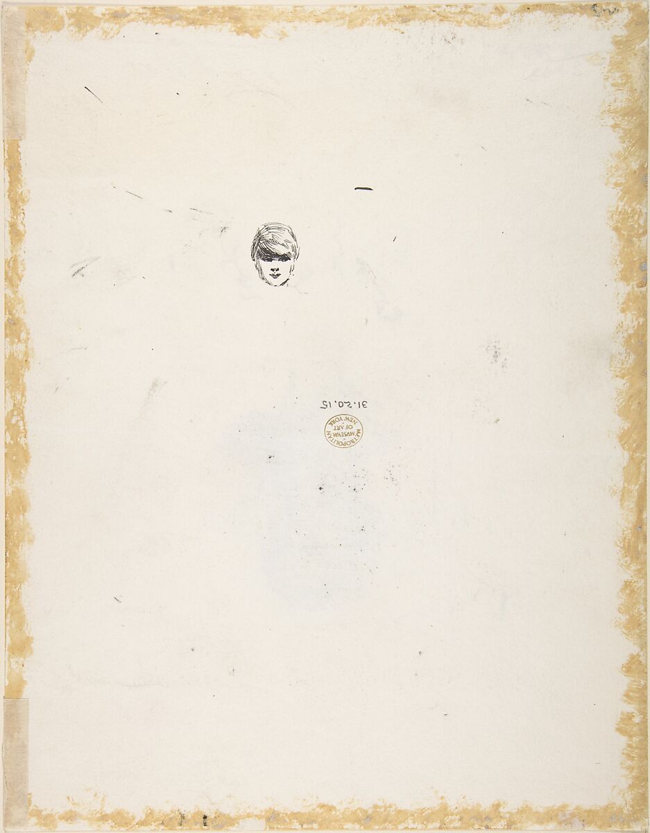 Portrait of Marcellin Desboutin (recto); Sketch of Head (verso), Henri Somm (French, Rouen 1844–1907 Paris), Pen and black ink over graphite