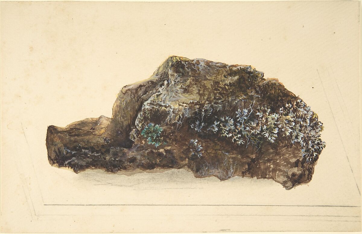 Study of a rock, Anonymous, British, early 19th century, Watercolor and gouache (bodycolor) over graphite on buff-colored paper 