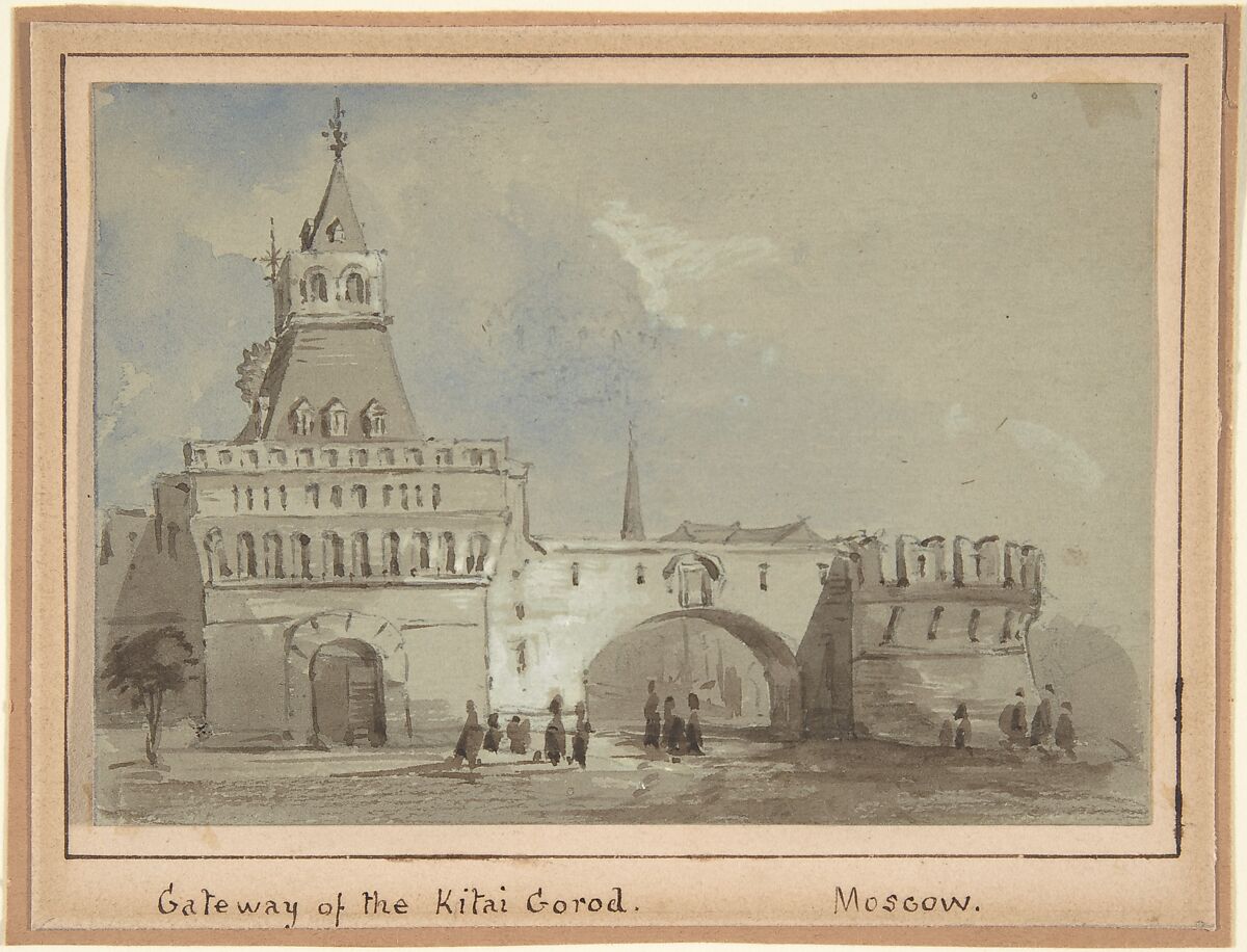 Gateway of the Kitai Gorod, Moscow, Anonymous, Russian, 19th century, Watercolor 