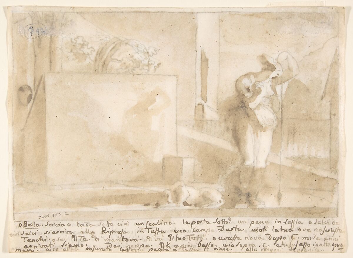 O Bella Giovane, Fortunato Duranti (Italian, 1787–1863), Pen and brown ink, brush and brown wash