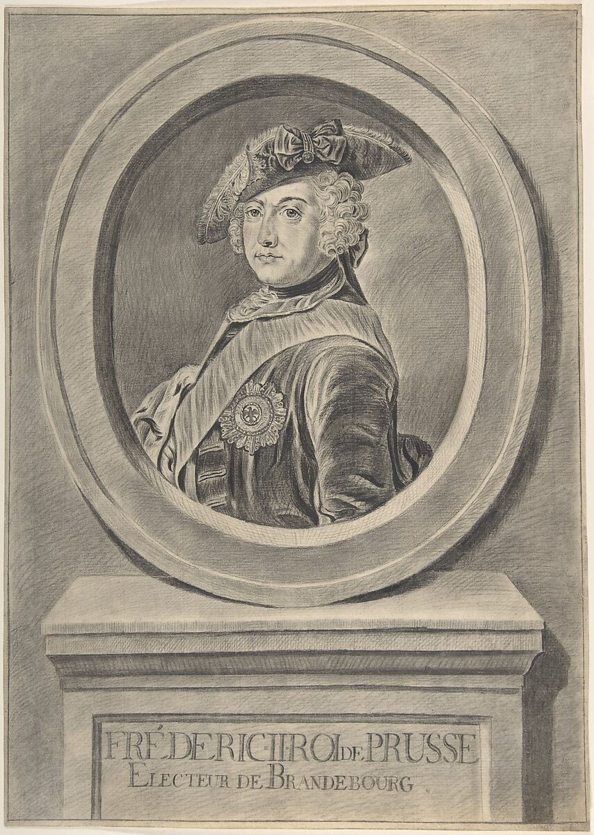 Portrait of Frederick II of Prussia, after Antoine Pesne, Attributed to Johann Georg Wille (German (active France), Köningsberg 1715–1808 Paris), Graphite 