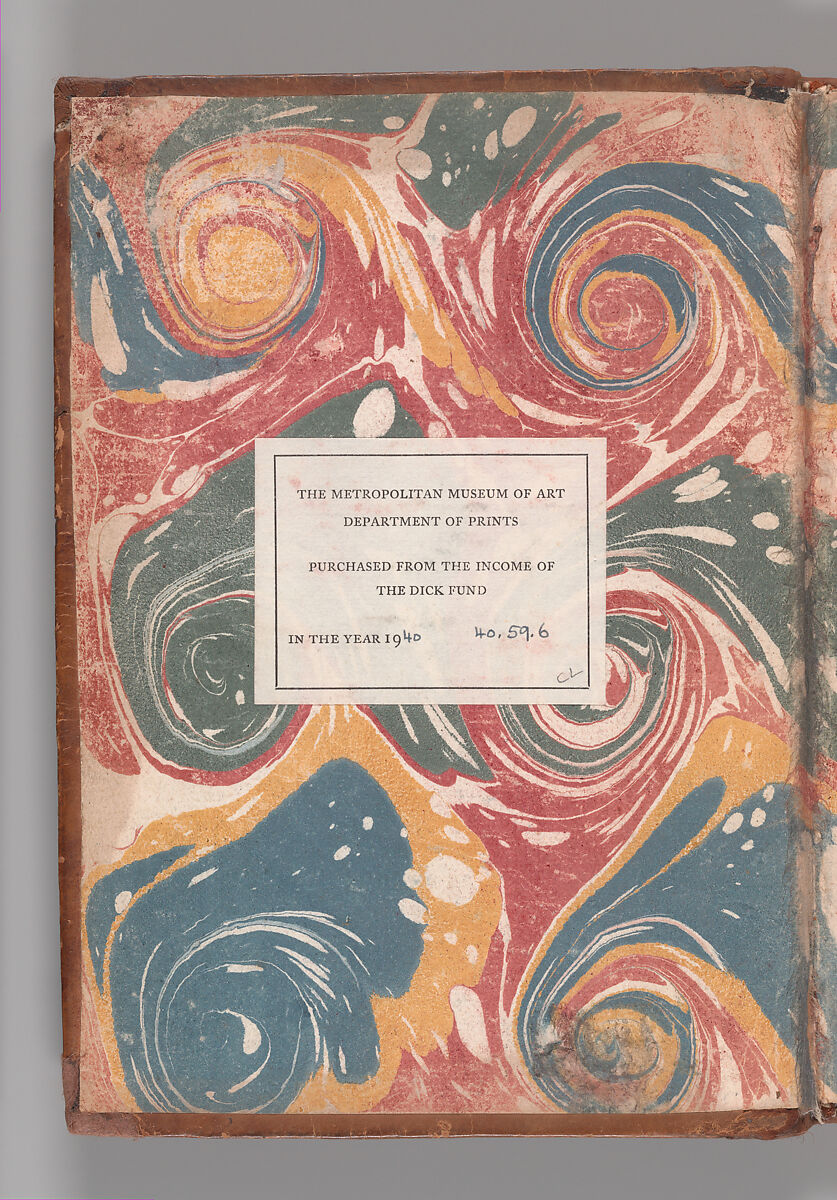 Notebook with Views of the Excavations at Herculaneum and of Other Italian Cities, Jérôme Charles Bellicard (French, Paris 1726–1786 Paris), Notebook of 55 pages on 29 leaves. Last leaf is hinged onto blank leaf. Two leaves are numbered 36 bis and 37 bis (in addition to pages 36, 37). Four leaves are missing between pages 1 and 2; one leaf is missing between pages 7 and 8; two leaves are missing between pages 23 and 24; two leaves are missing between pages 39 and 40; two leaves are missing between pages 51 and 52. Late-eighteenth-century or early-nineteenth-century sprinkled leather binding with marbleized endpapers.