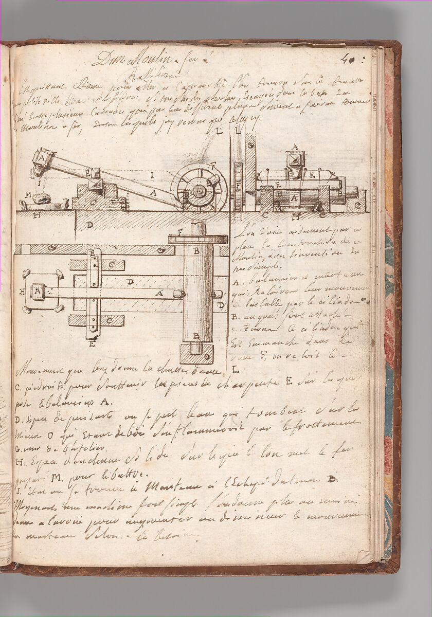 Notebook with Views of the Excavations at Herculaneum and of Other Italian Cities, Jérôme Charles Bellicard (French, Paris 1726–1786 Paris), Notebook of 55 pages on 29 leaves. Last leaf is hinged onto blank leaf. Two leaves are numbered 36 bis and 37 bis (in addition to pages 36, 37). Four leaves are missing between pages 1 and 2; one leaf is missing between pages 7 and 8; two leaves are missing between pages 23 and 24; two leaves are missing between pages 39 and 40; two leaves are missing between pages 51 and 52. Late-eighteenth-century or early-nineteenth-century sprinkled leather binding with marbleized endpapers.