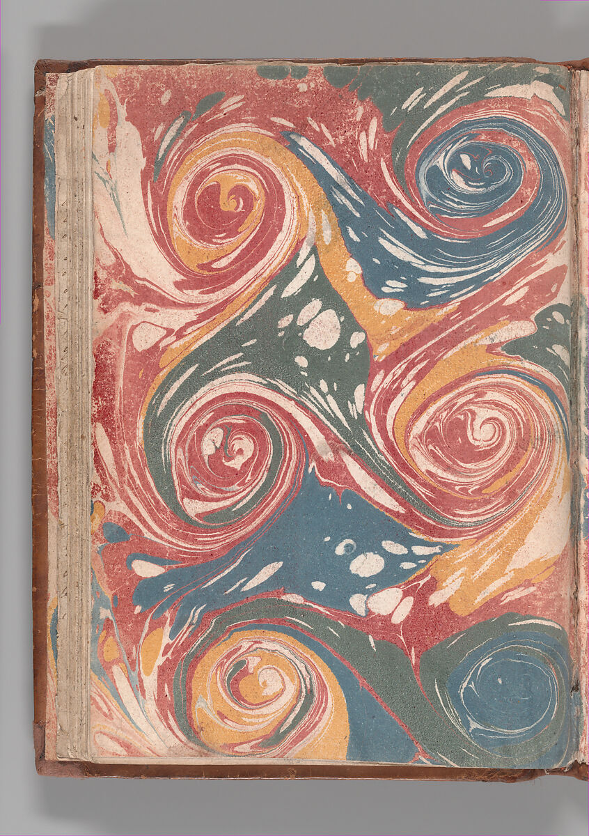 Notebook with Views of the Excavations at Herculaneum and of Other Italian Cities, Jérôme Charles Bellicard (French, Paris 1726–1786 Paris), Notebook of 55 pages on 29 leaves. Last leaf is hinged onto blank leaf. Two leaves are numbered 36 bis and 37 bis (in addition to pages 36, 37). Four leaves are missing between pages 1 and 2; one leaf is missing between pages 7 and 8; two leaves are missing between pages 23 and 24; two leaves are missing between pages 39 and 40; two leaves are missing between pages 51 and 52. Late-eighteenth-century or early-nineteenth-century sprinkled leather binding with marbleized endpapers.