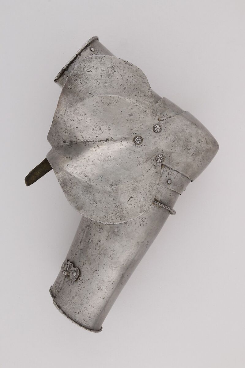 Outer Plate of a Forearm Defense (Vambrace), Steel, leather, Italian 