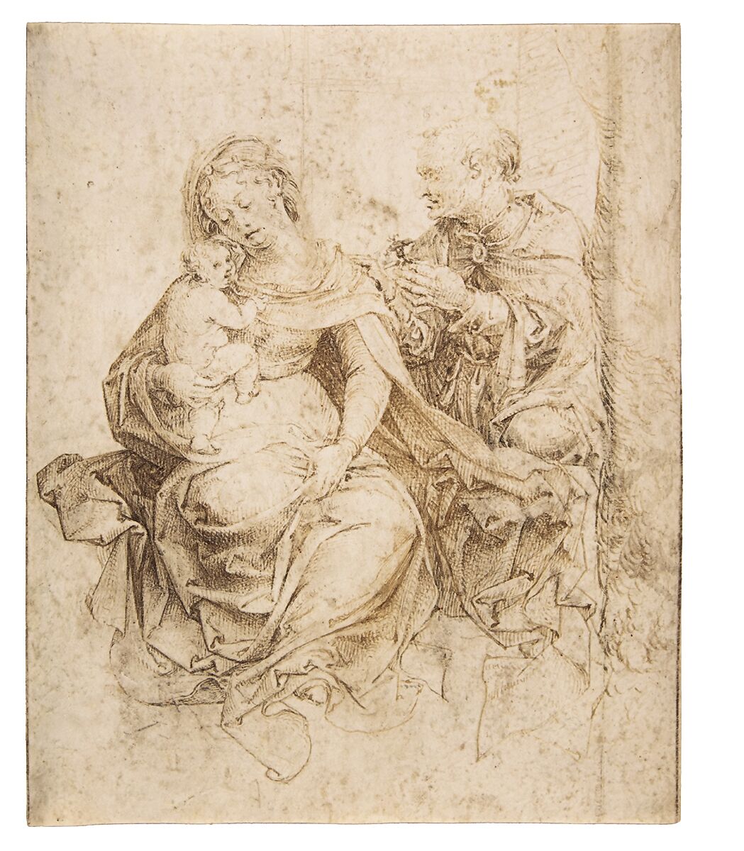 The Holy Family, Jan Gossart (called Mabuse) (Netherlandish, Maubeuge ca. 1478–1532 Antwerp (?)), Pen and two shades of brown ink over remains of black chalk