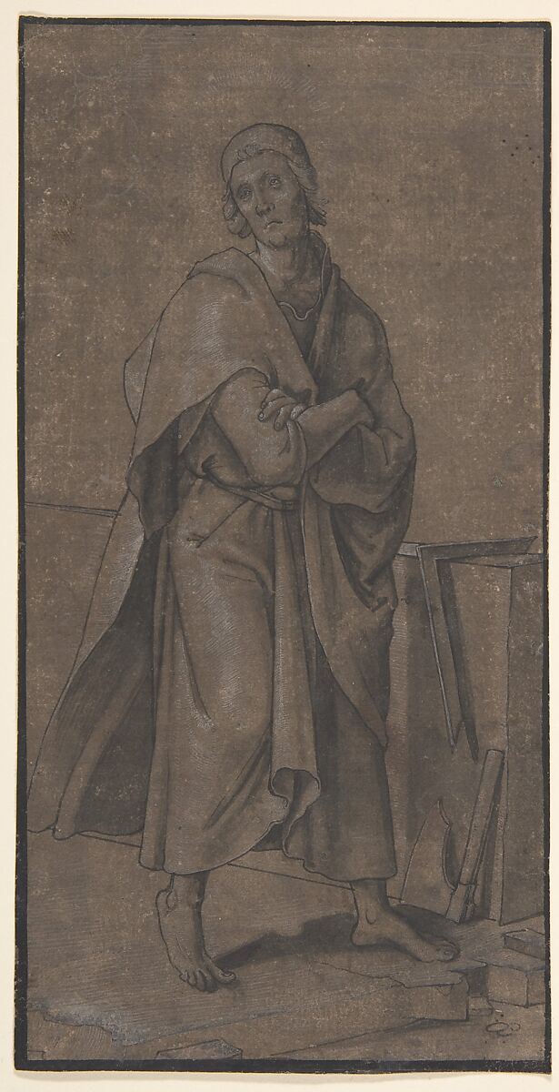 Saint Thomas, Hans Holbein the Younger (German, Augsburg 1497/98–1543 London), Pen and black ink, brush and gray wash, heightened with white gouache 