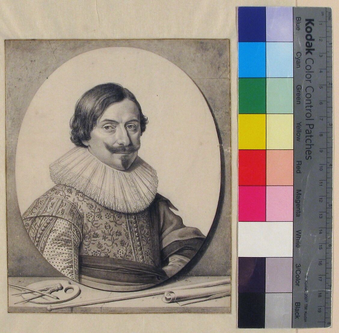 Portrait of the Painter François Gysels, David Bailly (Dutch, Leiden 1584–1657 Leiden), Pen and black ink, brush and two shades of gray wash, over graphite on vellum; framing lines in pen and brown ink