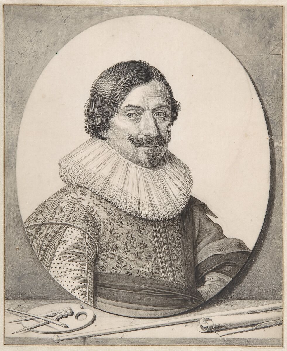 Portrait of the Painter François Gysels, David Bailly (Dutch, Leiden 1584–1657 Leiden), Pen and black ink and two shades of gray wash over graphite on vellum, framing lines in pen and brown ink 