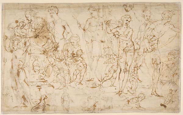 Sheet of Figure Studies and Ornamental Motifs (recto and verso).
