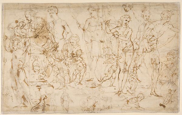 Sheet of Figure Studies and Ornamental Motifs (recto and verso)