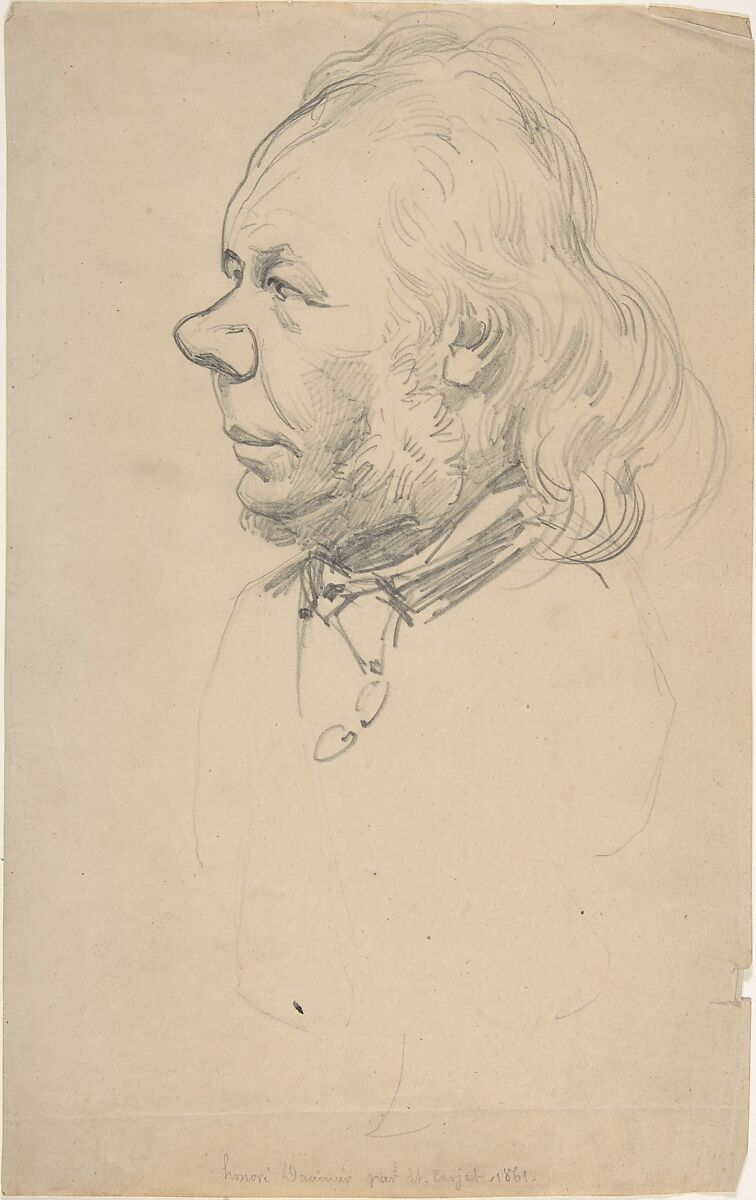 Portrait of Honoré Daumier, Etienne Carjat (French, Fareins 1828–1906 Paris), Graphite 