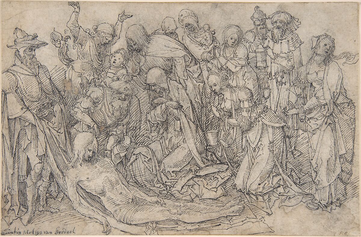 The Lamentation, Circle of Jan de Beer (Netherlandish, Antwerp ca. 1475–1528 Antwerp), Pen and black ink, over black chalk 