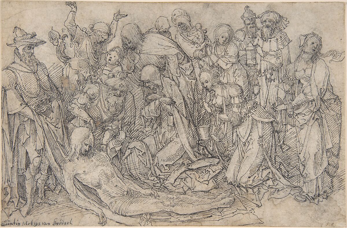 The Lamentation, Jan de Beer  Netherlandish, Pen and black ink, over black chalk