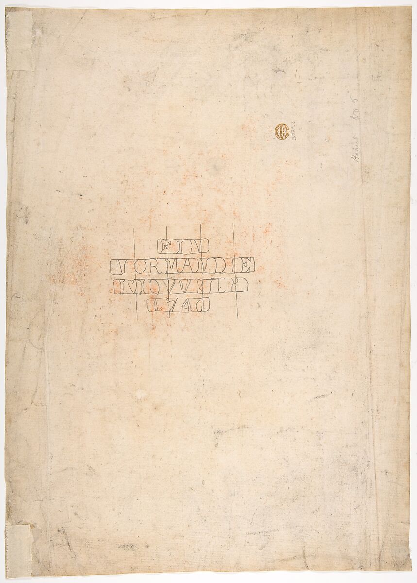 Study for a Festival Machine, Attributed to Laurent Hubert (French, died ca. 1780), Black and red chalk, rubbed at top, and watermark traced in graphite on verso