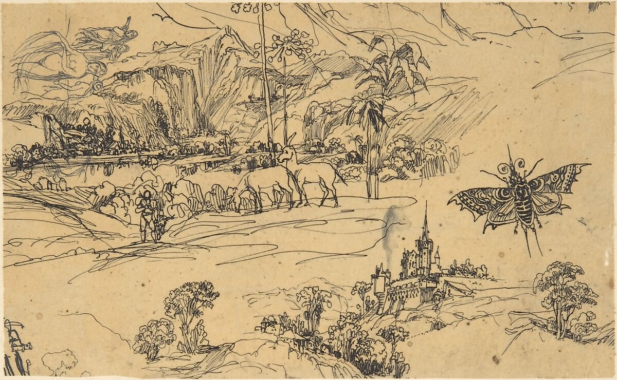 Two Landscapes, Rodolphe Bresdin (French, Montrelais 1822–1885 Sèvres), Pen and black ink 