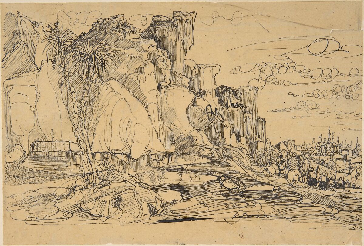 Caucasian Landscape, Rodolphe Bresdin (French, Montrelais 1822–1885 Sèvres), Pen and black ink 