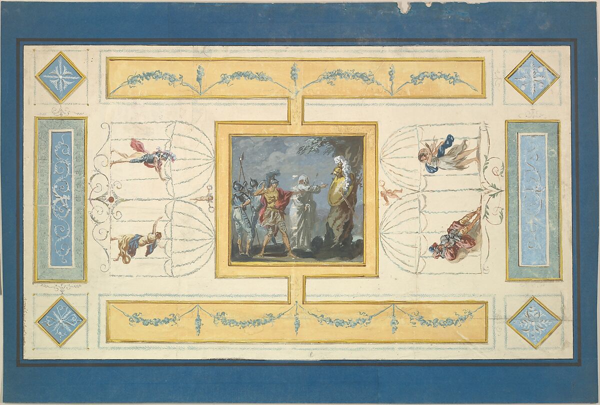 Study for a Ceiling, Jean Jacques Lagrenée (French, Paris 1739–1821 Paris), Gouache 
