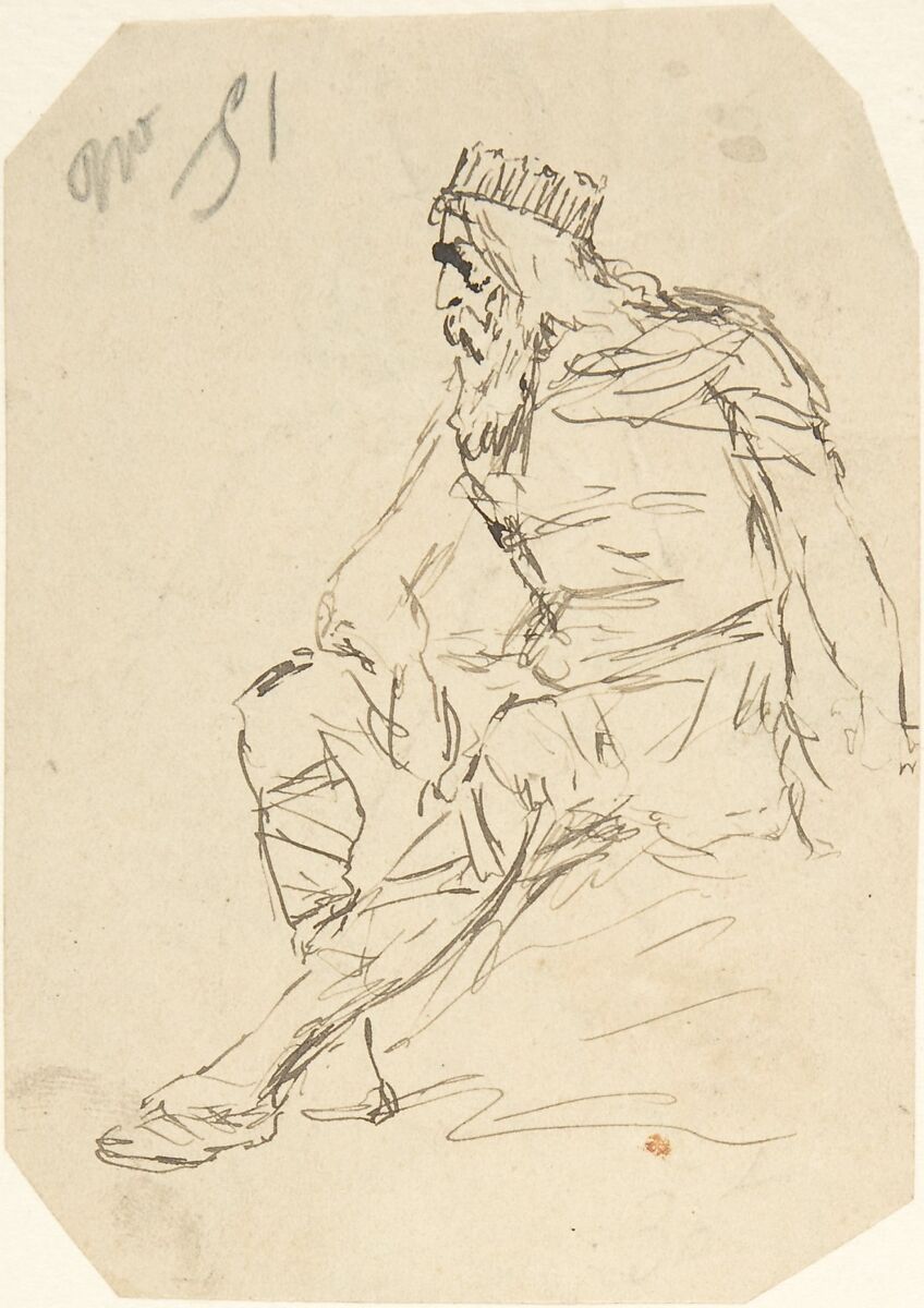 Study of a King, Rodolphe Bresdin (French, Montrelais 1822–1885 Sèvres), Pen and brown ink 