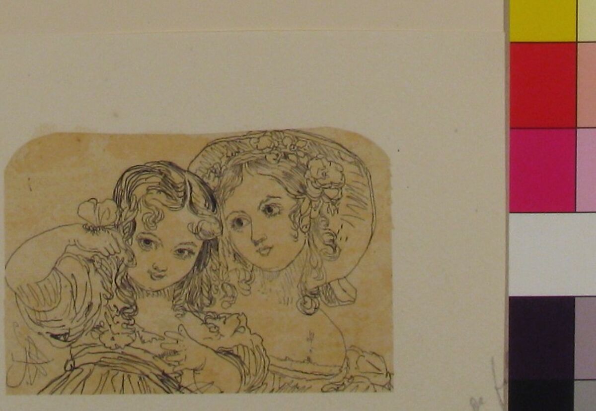 Study of Young Girls, Rodolphe Bresdin (French, Montrelais 1822–1885 Sèvres), Pen and black ink